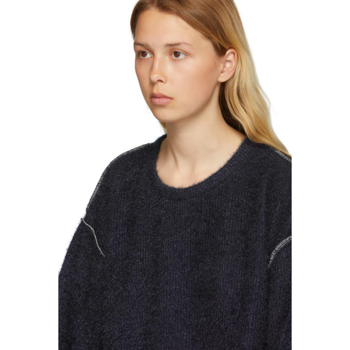 MM6 Maison Martin Margiela Blue Sparkling Knit Jersey Crewneck