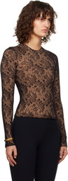 Balenciaga Black & Beige Lace Crewneck T-shirt