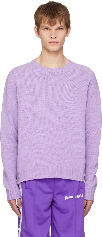 Photo: Palm Angels Purple Intarsia Sweater