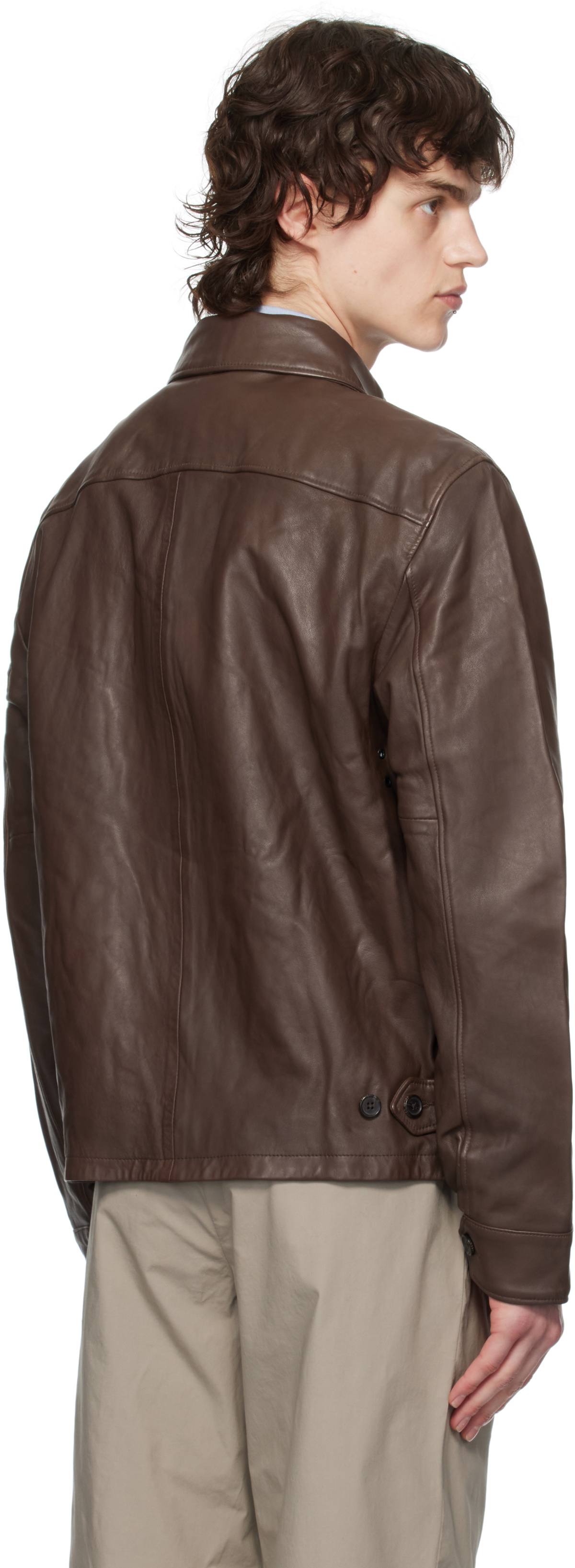Polo Ralph Lauren Brown Zip Leather Jacket