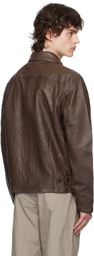 Polo Ralph Lauren Brown Zip Leather Jacket