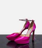 Jimmy Choo Saeda 125 embellished satin platform pumps