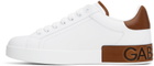 Dolce&Gabbana White & Brown Calfskin Portofino Sneakers
