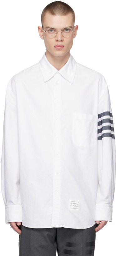 Photo: Thom Browne White 4-Bar Shirt