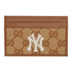 Gucci Beige and Brown NY Yankees Edition Small GG Patch Card Holder
