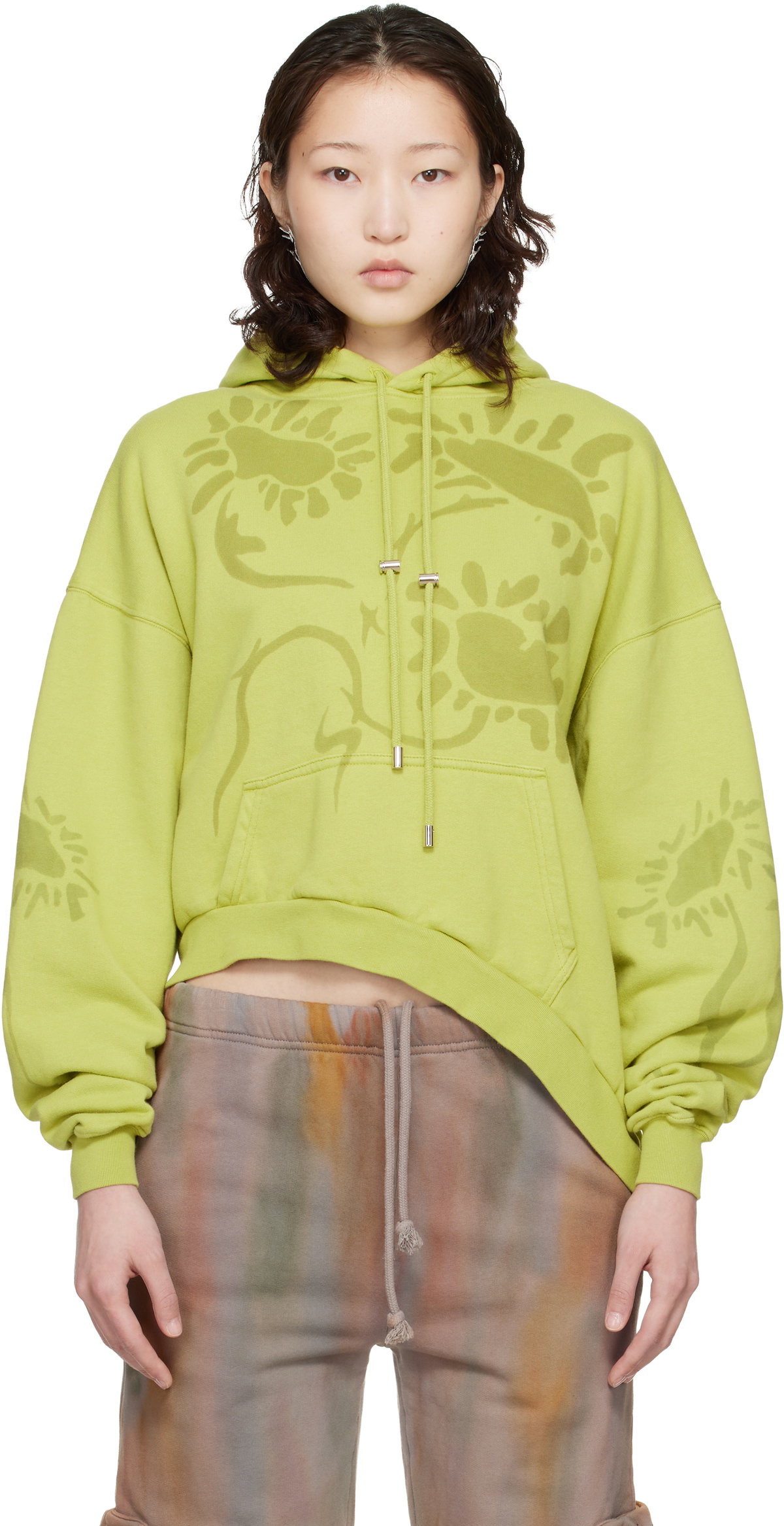 Collina Strada Green Wave Hem Hoodie