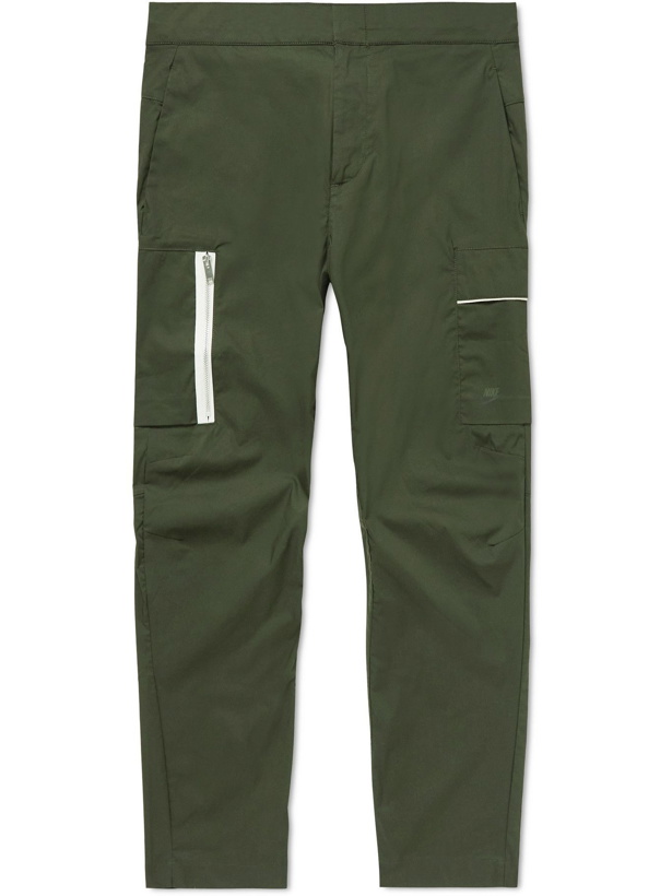 Photo: Nike - Sportwear Style Essentials Tapered Cropped Cotton-Blend Trousers - Green