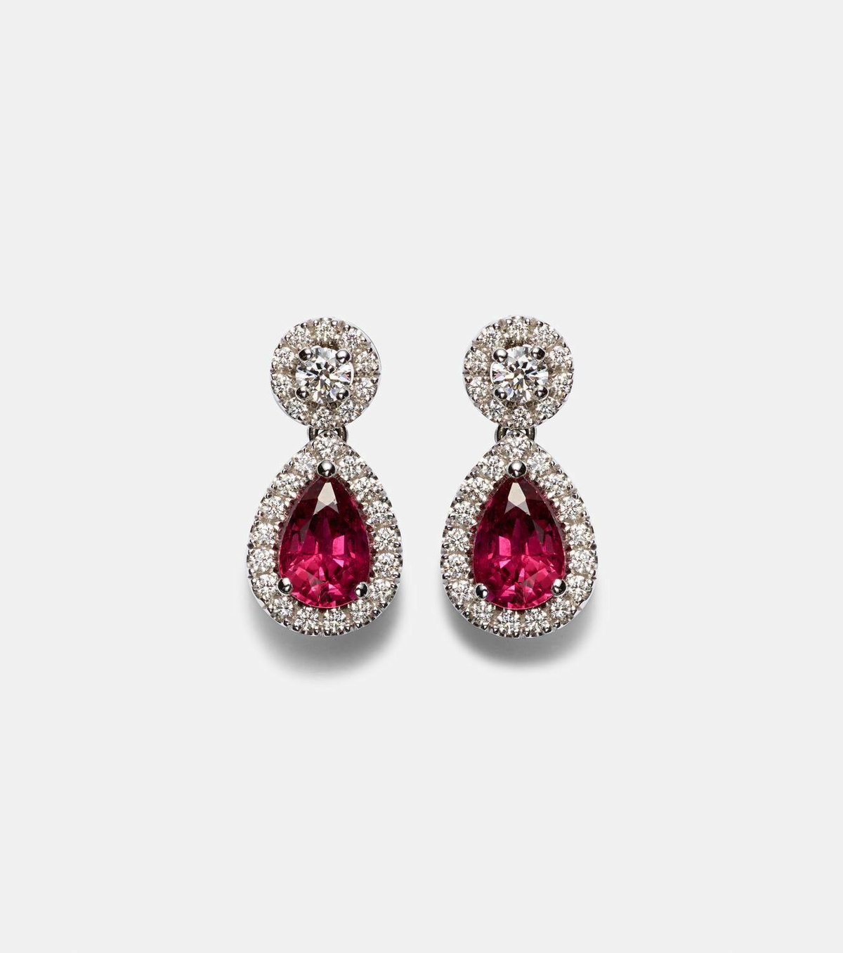 Bucherer Fine Jewellery Classics 18kt white gold drop earrings with rubies and diamonds