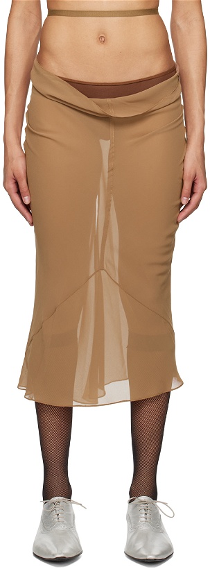 Photo: Elena Velez SSENSE Exclusive Tan Midi Skirt