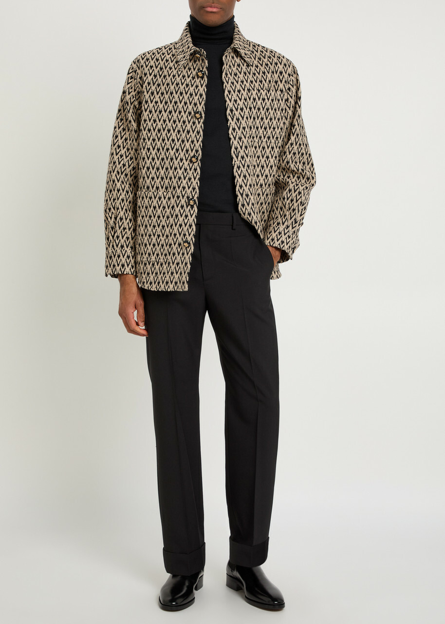 Valentino Garavani Chevron Cotton and Silk-blend Overshirt Beige