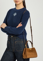 Tory Burch Eleanor Mini T-logo Suede top Handle bag - Caramel