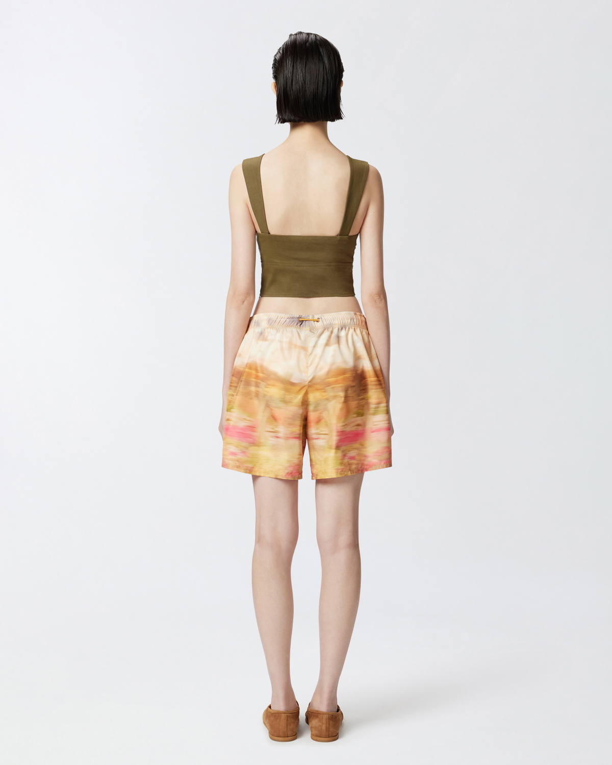 Pinko Printed Technical Shorts With Label Multi. Beige/Pink