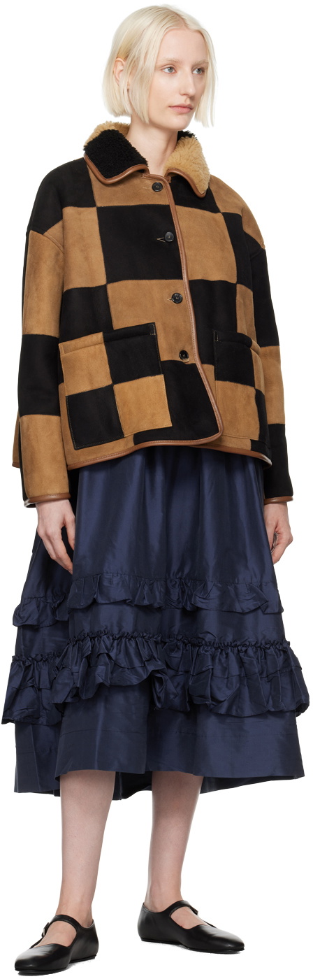 Cawley Black & Brown Avis Reversible Shearling Jacket