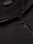 Moncler - Logo-Print Shell-Trimmed Cotton-Jersey Zip-Up Sweatshirt - Black