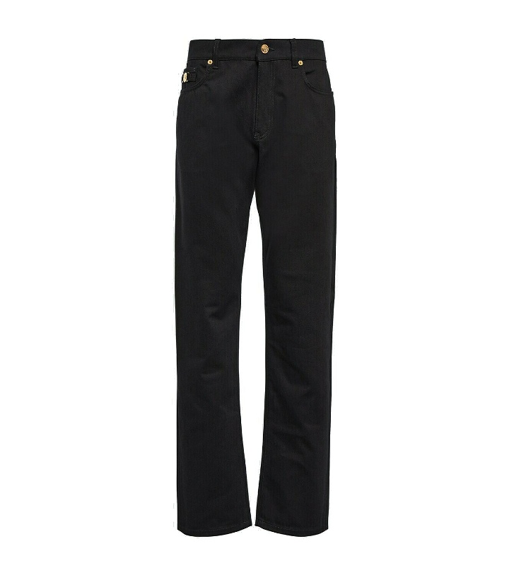 Photo: Versace Embellished mid-rise straight jeans