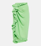 Dries Van Noten - Ruffle-trimmed crêpe midi skirt