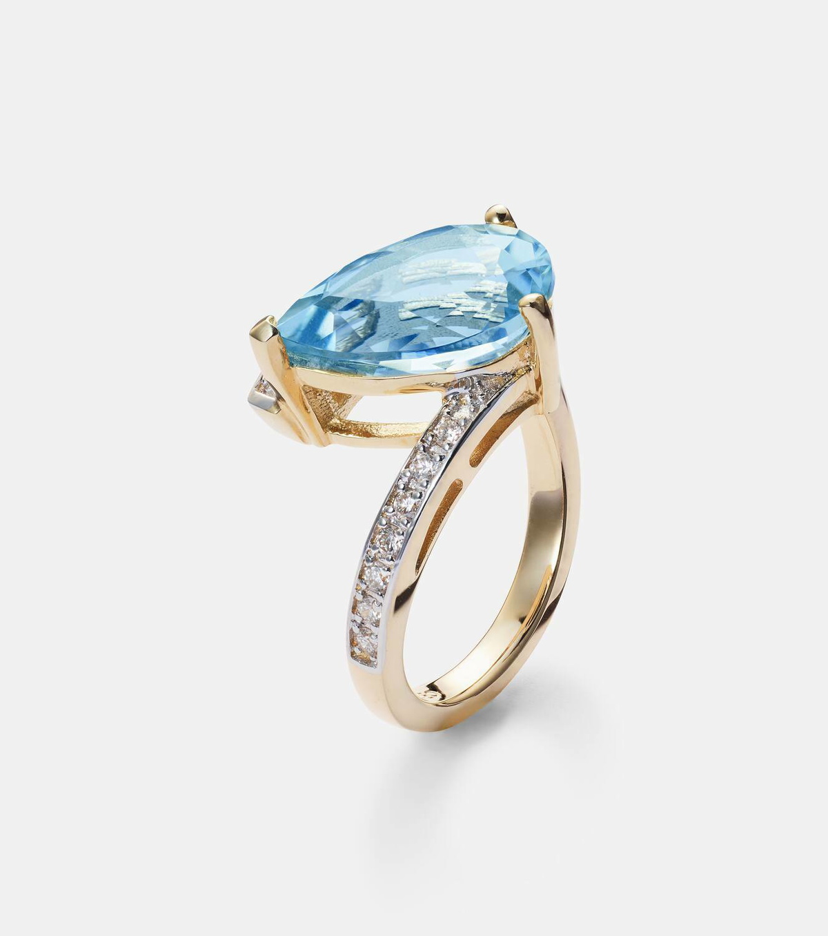 Mateo Slanted 14kt gold ring with topaz