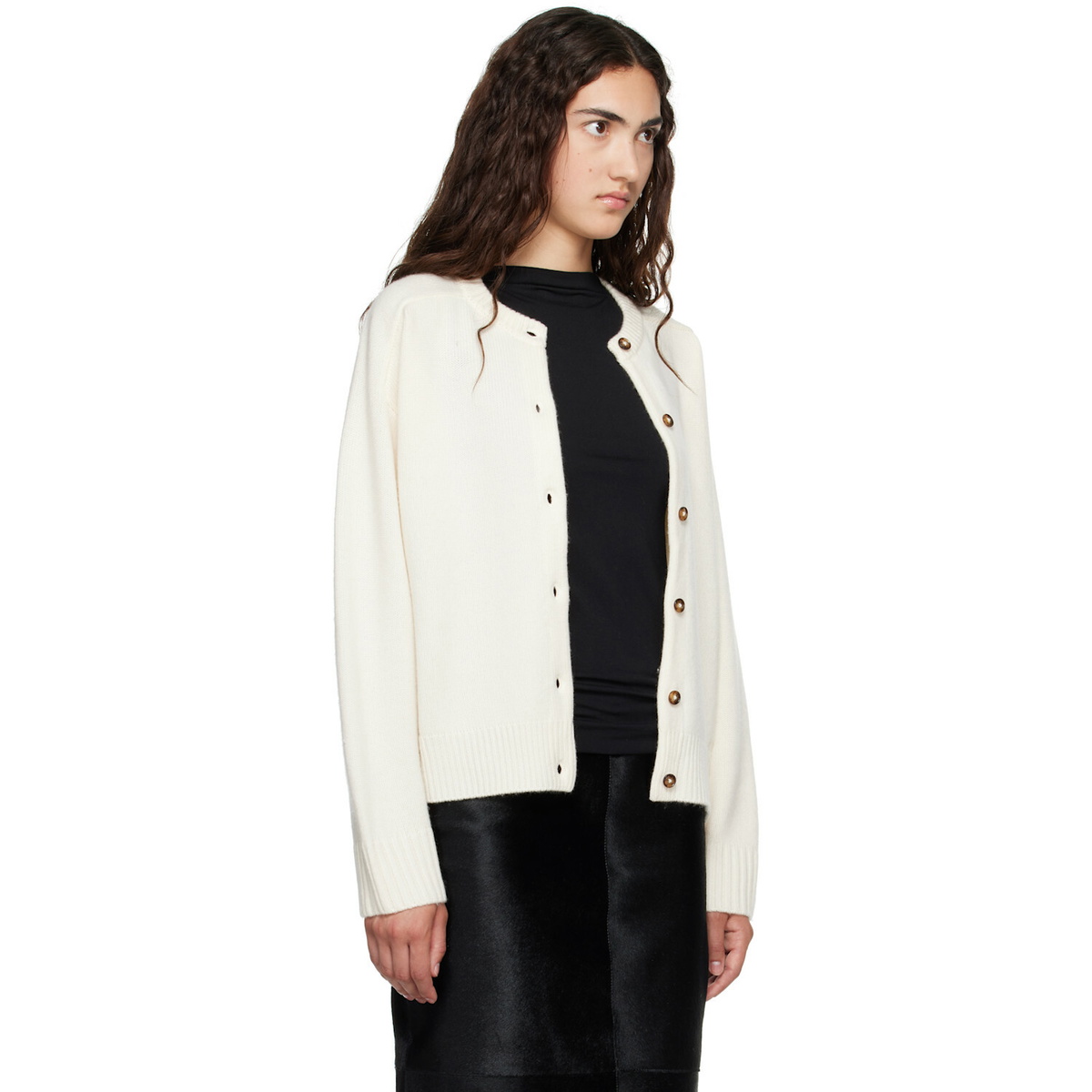 Loulou de Saison Off-White AIDAR LDS Wool Cashmere Cardigan