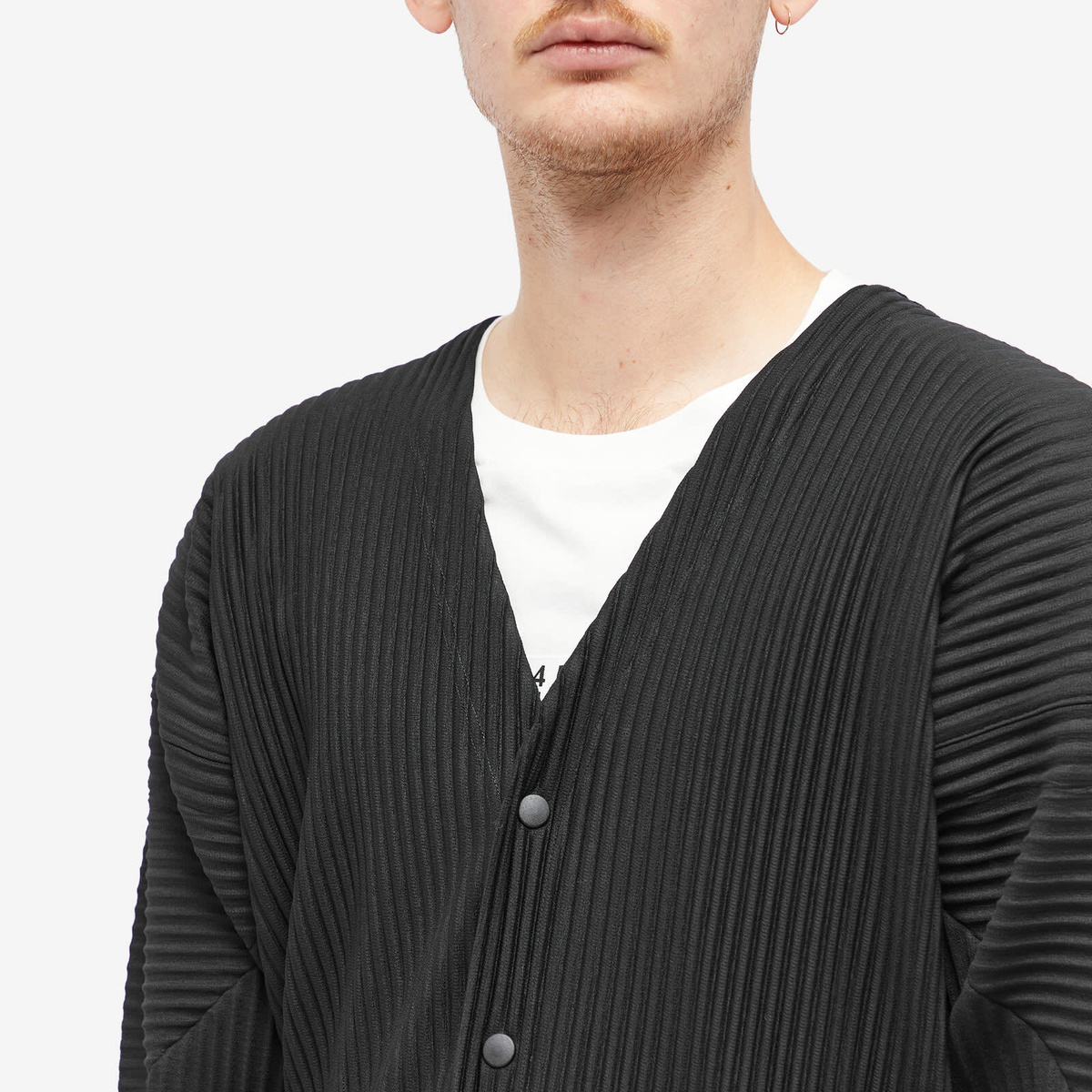 Homme Plissé Issey Miyake Men's Pleated Cardigan in Black Homme