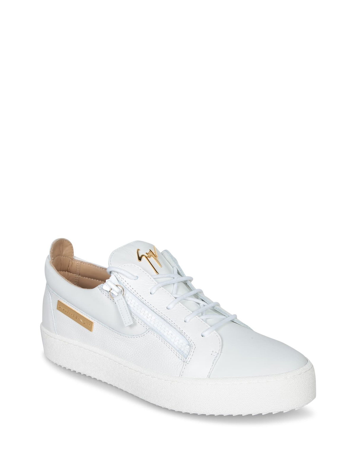 Giuseppe Zanotti Zip Logo White- Gold Sneakers