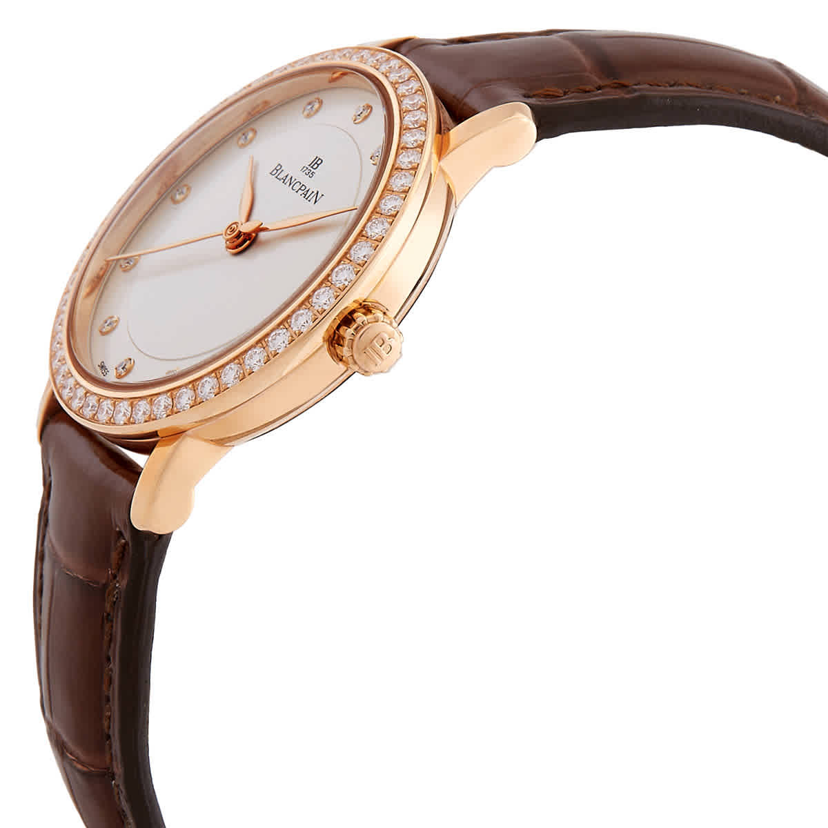 Blancpain Villeret Ultra Slim Automatic Diamond Silver Dial Ladies Watch 6102-2987-55A