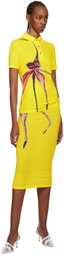 Louisa Ballou Yellow Graphic Midi Skirt
