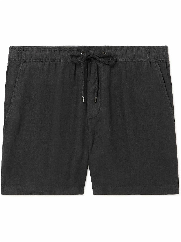Photo: James Perse - Straight-Leg Garment-Dyed Linen Drawstring Shorts - Black