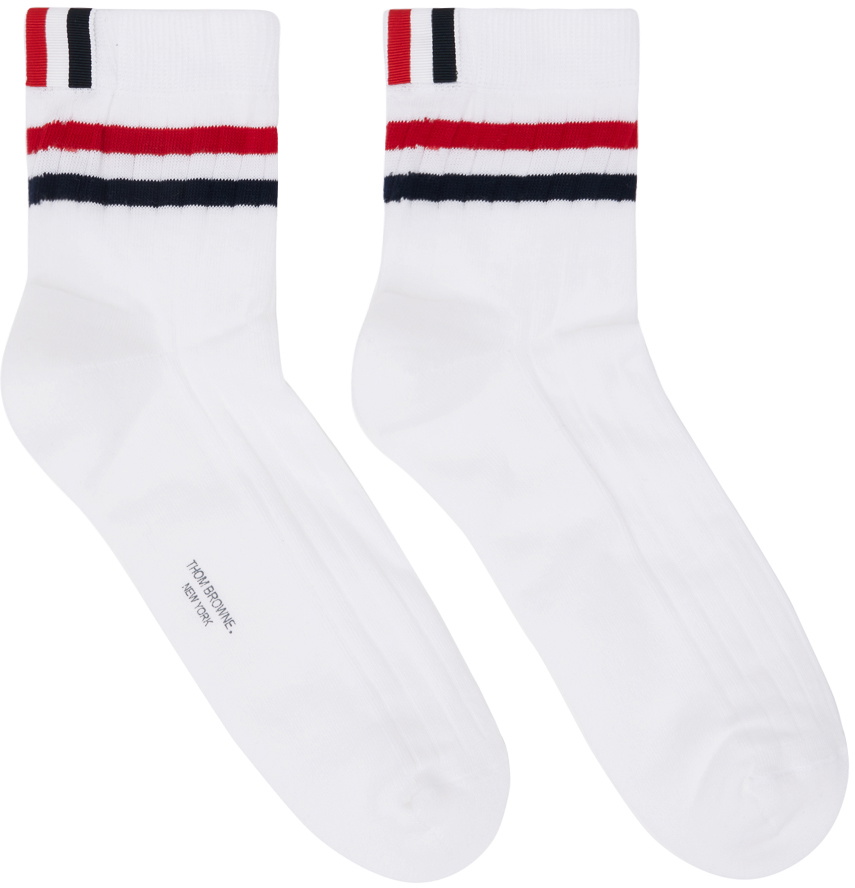 Thom Browne White Striped Socks Thom Browne