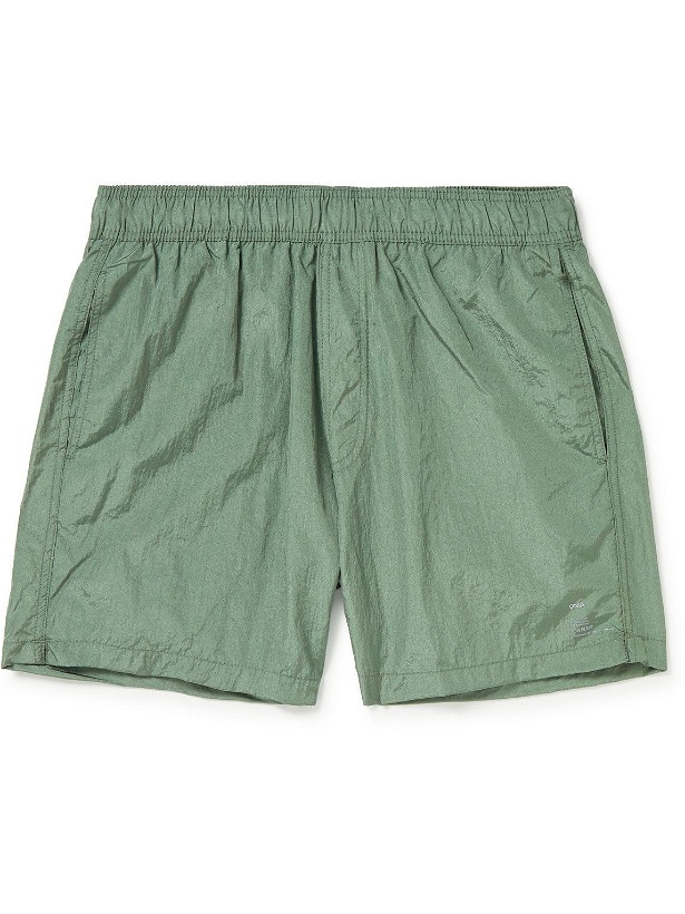 Photo: Onia - Straight-Leg Mid-Length Crinkled Swim Shorts - Green