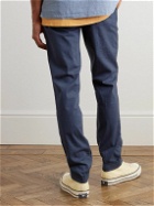James Perse - Straight-Leg Garment-Dyed Stretch Cotton-Blend Trousers - Blue
