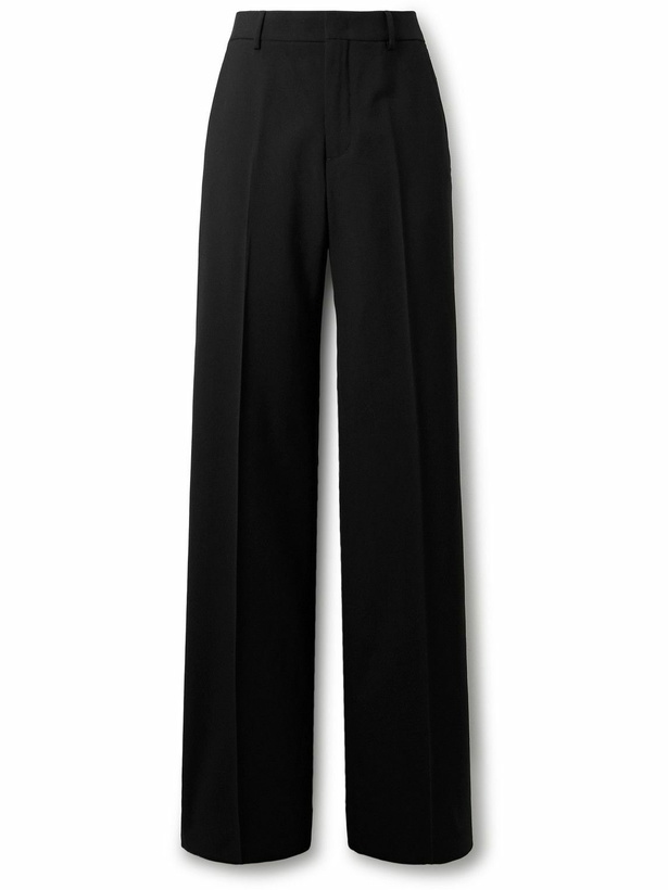 Photo: Valentino Garavani - Wide-Leg Wool-Twill Trousers - Black