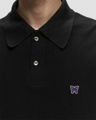 Needles L/S Polo Shirt   Cotton Pique Black Polos