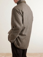 Purdey - Leather-Trimmed Wool Tweed Field Jacket - Gray