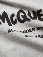 ALEXANDER MCQUEEN - Logo-Print Mélange Loopback Cotton-Jersey Sweatshirt - Gray