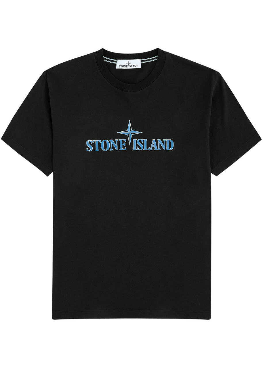 Stone Island Logo-print Cotton T-shirt Black