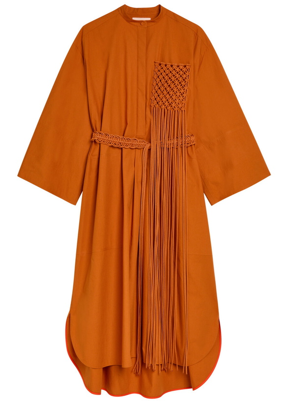 Photo: Roksanda Poska Belted Cotton-poplin Midi Dress Orange