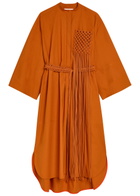 Roksanda Poska Belted Cotton-poplin Midi Dress Orange