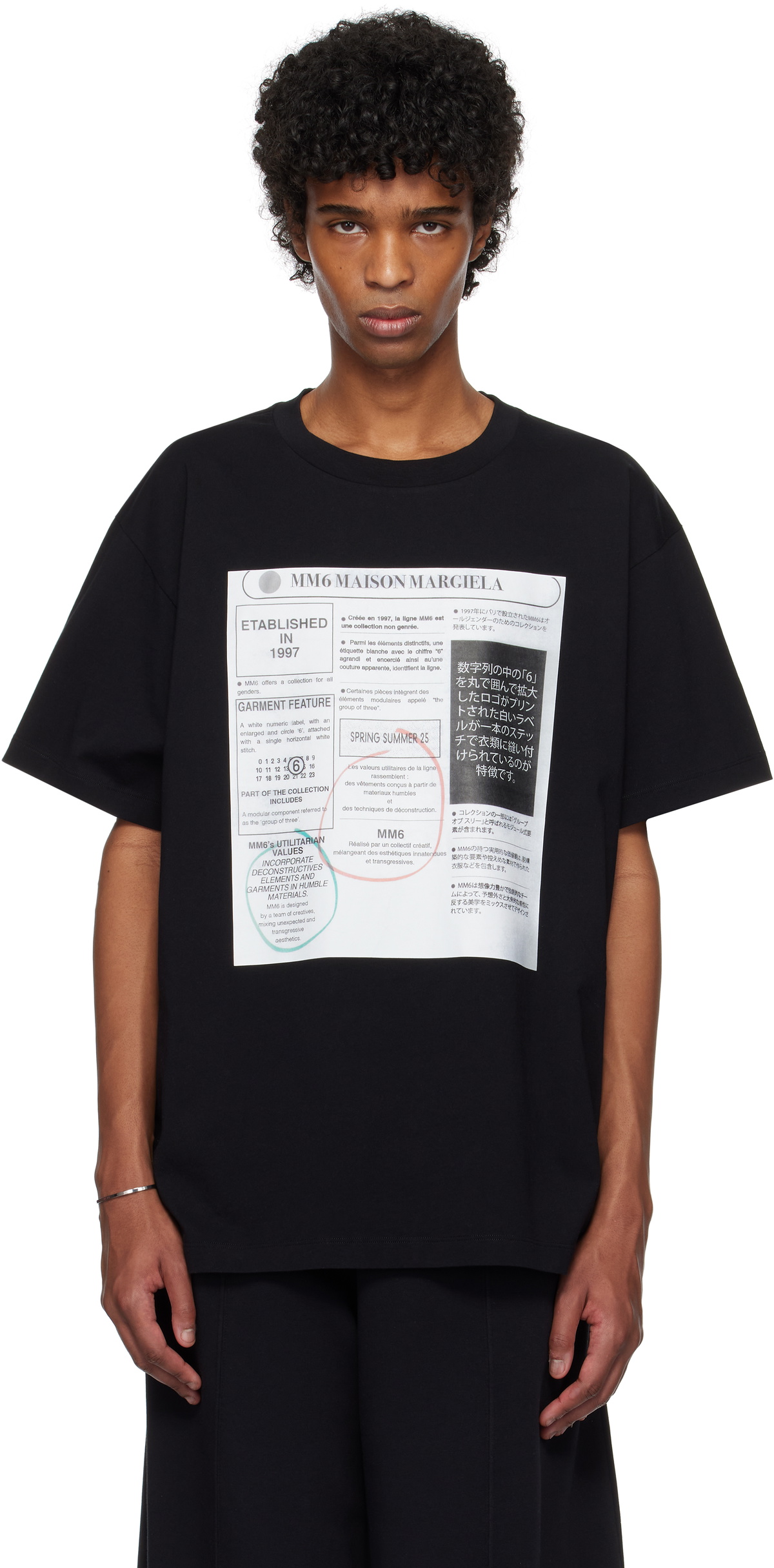 MM6 Maison Margiela Black Newspaper Print T-shirt MM6 Maison Margiela