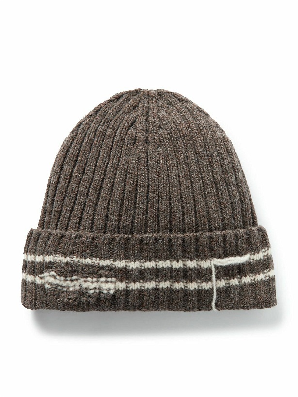 Photo: mfpen - Court Striped Ribbed Recycled-Wool Beanie