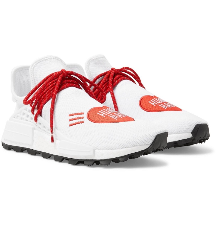 Photo: adidas Consortium - Pharrell Williams Human Made NMD Hu Logo-Embroidered Primeknit Sneakers - White