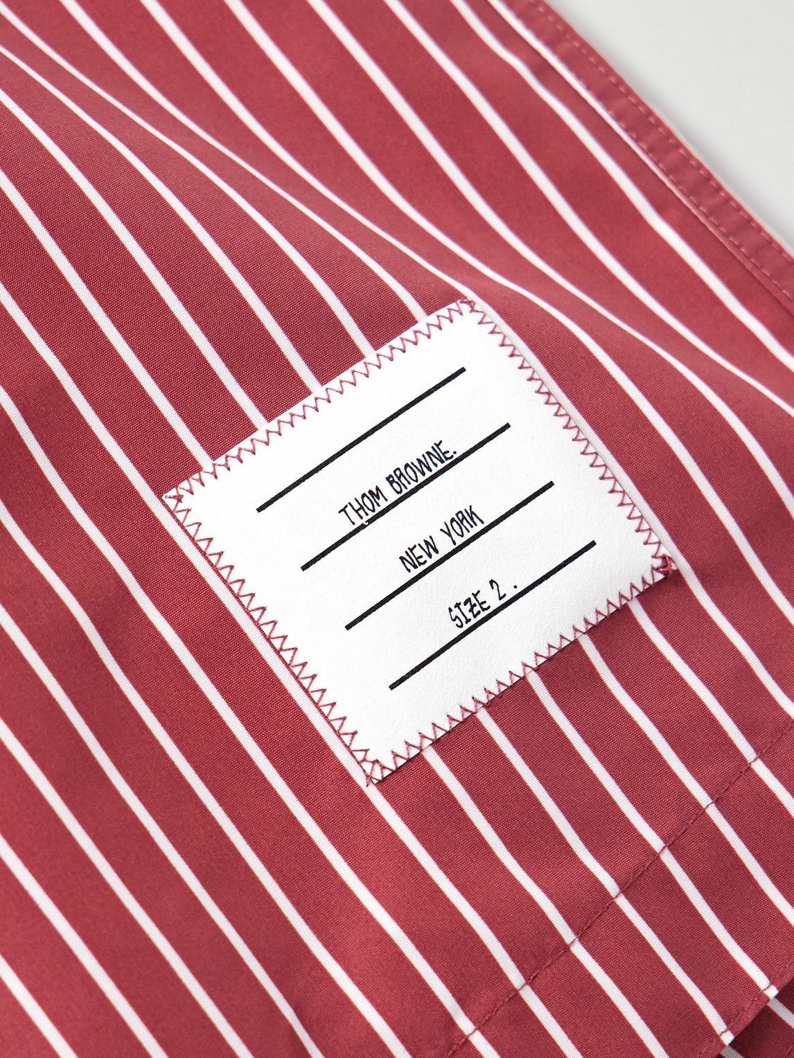 Thom Browne - Slim-Fit Short-Length Striped Swim Shorts - Burgundy