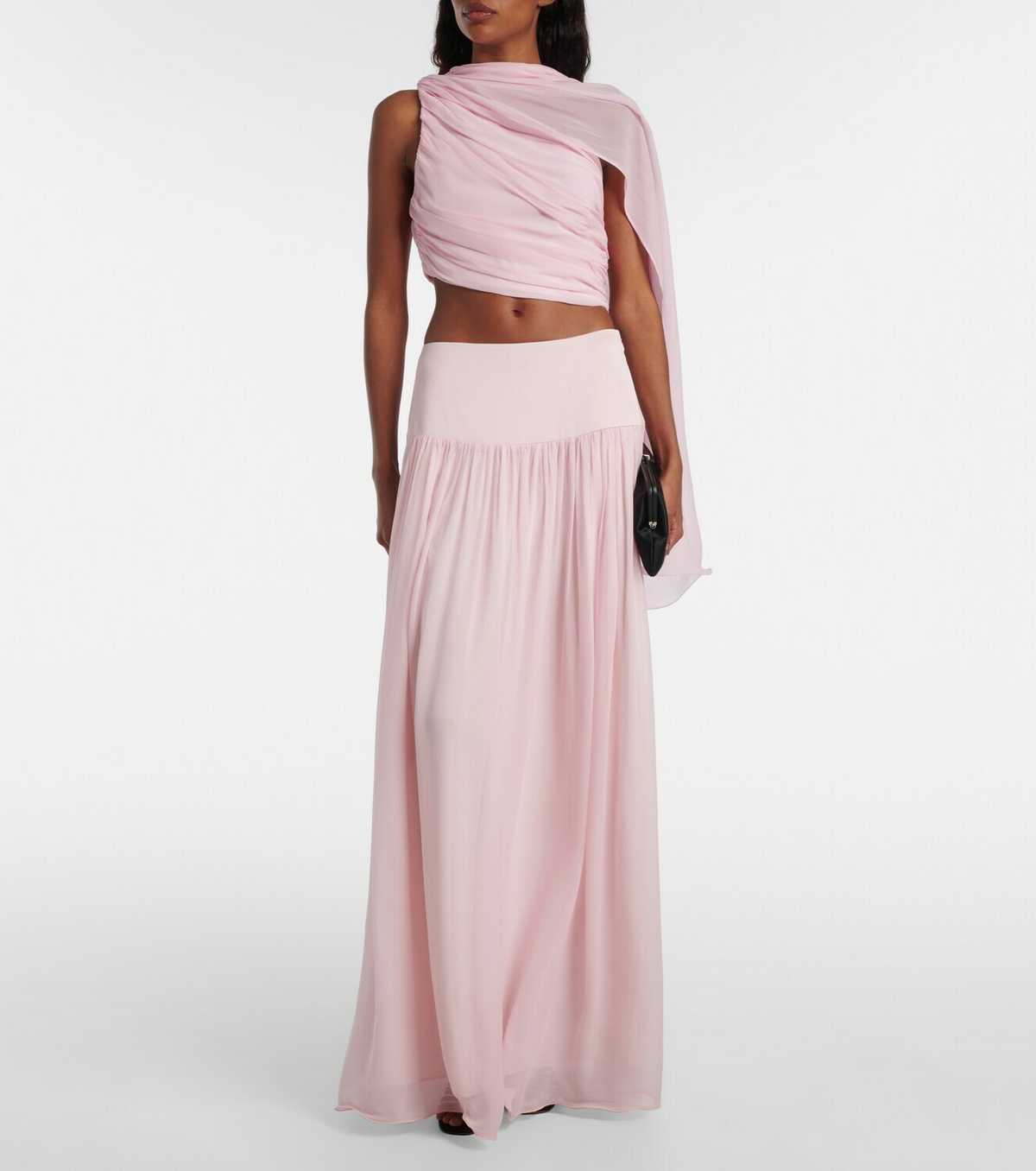 Posse Solene high-rise mesh maxi skirt
