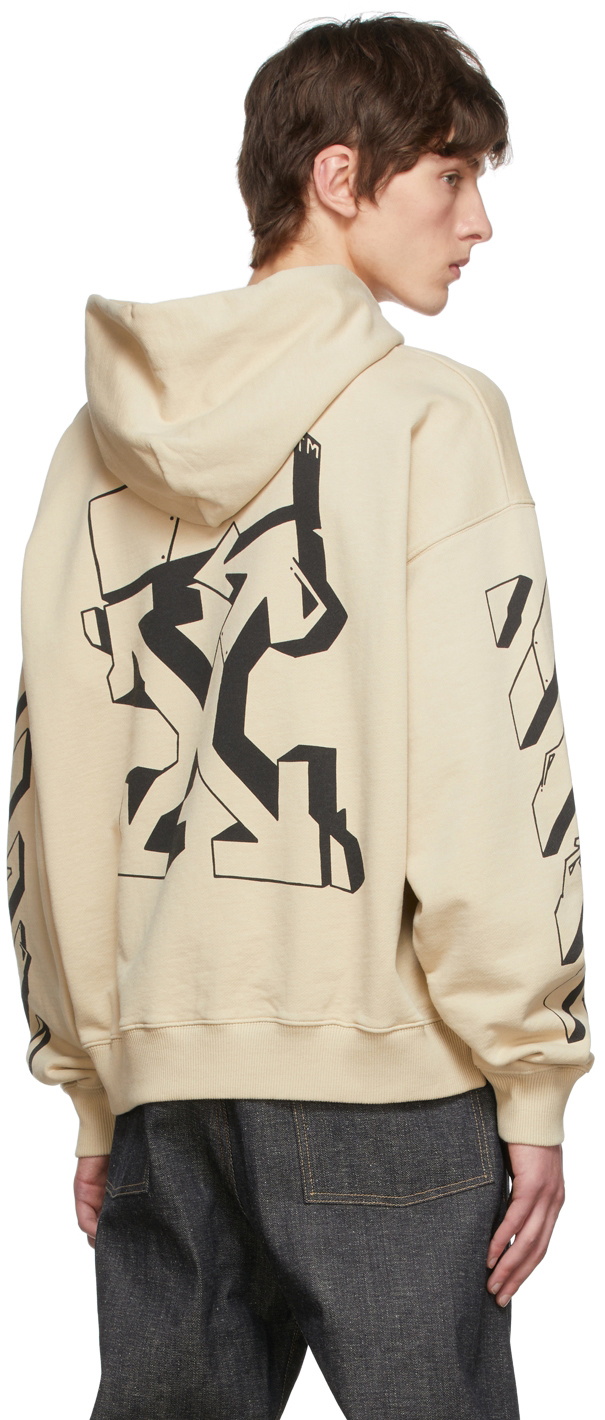 Off White Beige Cotton Hoodie