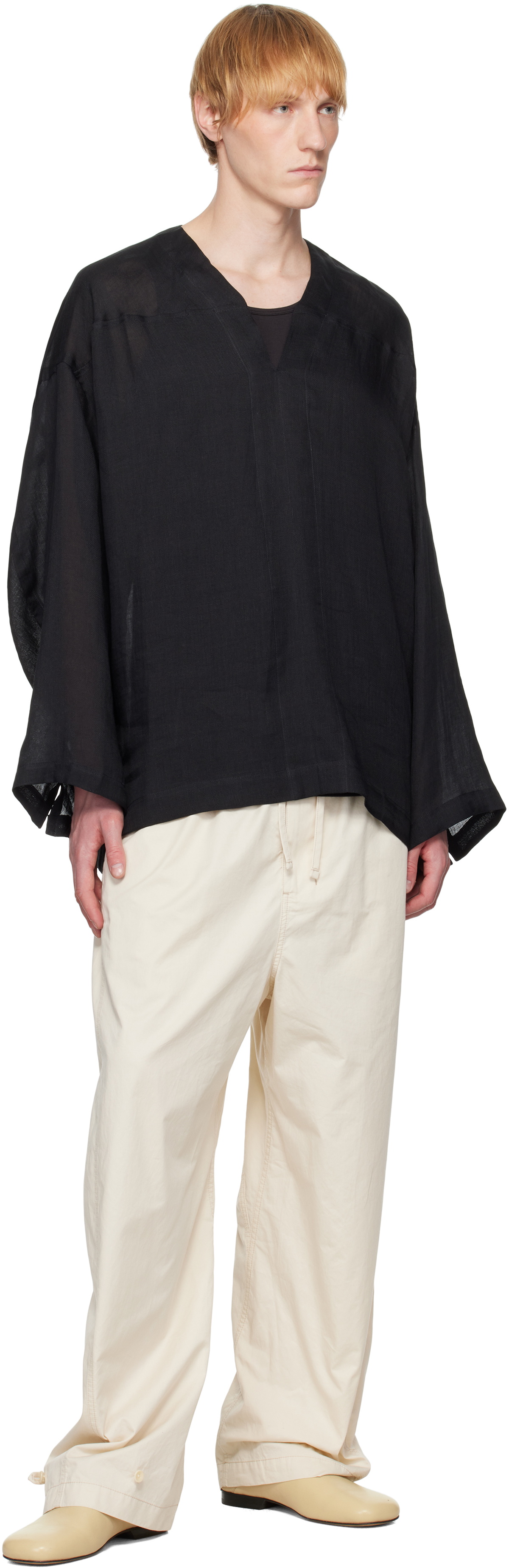 Jan-Jan Van Essche Black O-Project Fine Cavalry Twill Tunic#38 Shirt