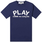 Comme des Garçons Play Men's Text Logo T-Shirt in Navy