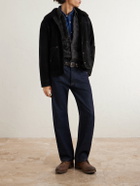 RRL - Shearling-Trimmed Suede Jacket - Black