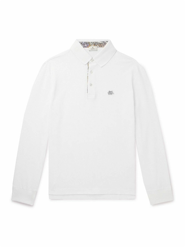 Photo: Etro - Logo-Embroidered Cotton-Piqué Polo Shirt - White