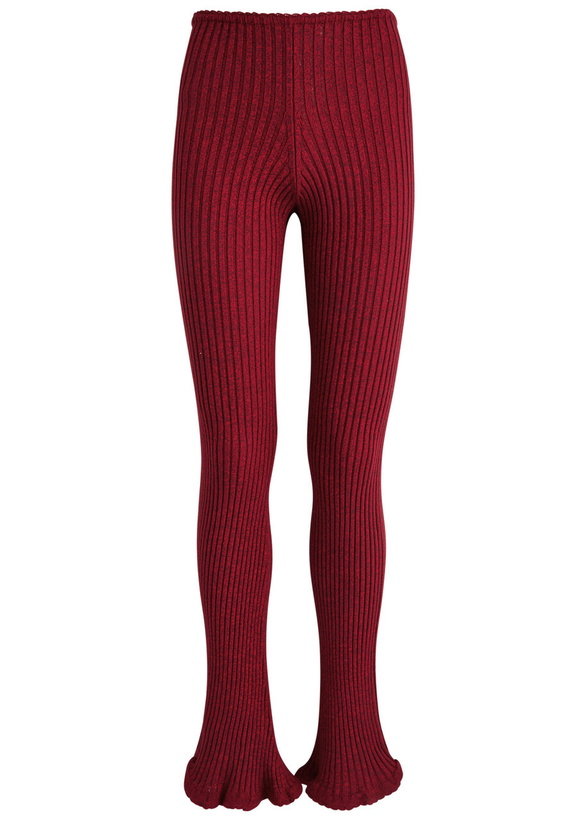Photo: Blumarine Space-dyed Ribbed-knit Trousers Burgundy