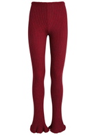 Blumarine Space-dyed Ribbed-knit Trousers Burgundy