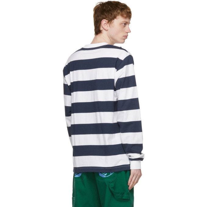 Billionaire Boys Club Navy and White Striped Rugby Long Sleeve T-Shirt  Billionaire Boys Club